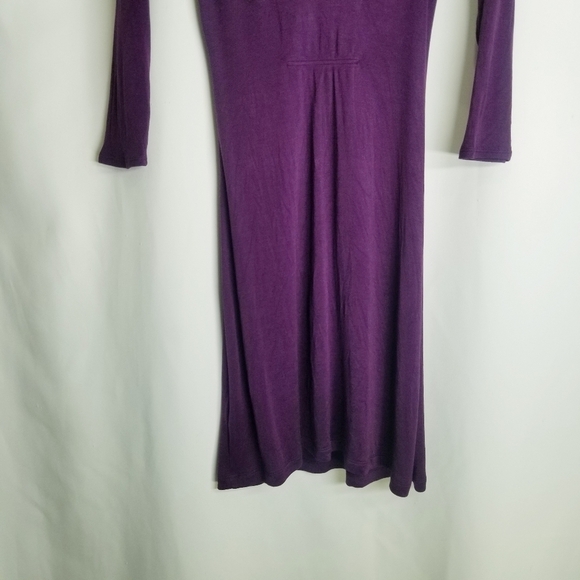 Ted Baker Dress Purple Knee Length 3/4 sleeve Low gathered Back Silk Pull Over 2 - Picture 12 of 14